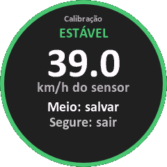 Calibração ESTÁVEL com a velocidade lida do sensor