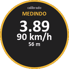 Display em MEDINDO, com tempo, velocidade e distância